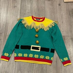 Festive Green and Yellow Elf Sweater